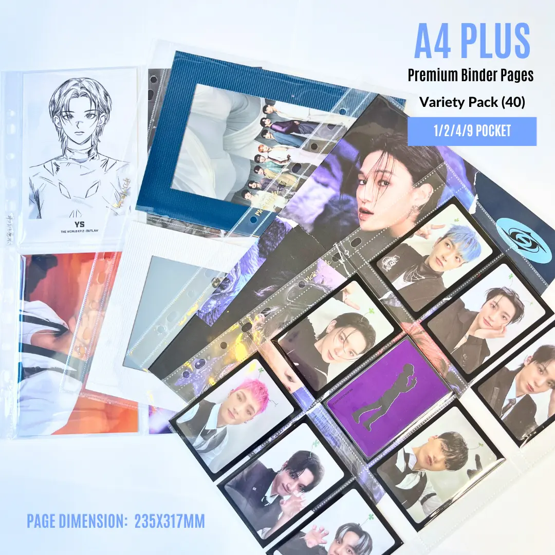 (New Valued Set) K-KEEP [A4 PLUS] - Beginner Friendly Variety Pack of 40 Pages - 11 Holes Premium Binder Pages, 100 Micron Thick, High Definition