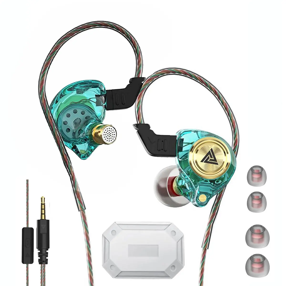 QKZ AK3 High-Fidelity Wired IEM Earphones - Electronic Audio Headset with Mic, Noise Reduction, Subwoofer Sound, 3D Stereo Audio, Durable TPE Cable for Gaming & Music, Gamer Stuff