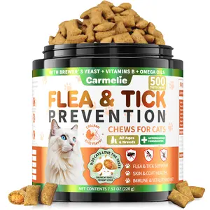 #SummerWins #DealsForYouDays Carmelie Flea & Tick Support for Cats, 500 Crunchy & Creamy Chews, Natural Oral Flea Treatment Supplement for Cats, Skin & Coat Support - Chicken & Krill Flavor for All Breeds & Ages tiktokshopspringglowup