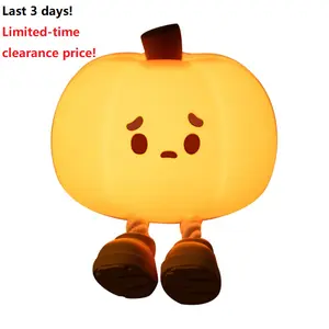 Flower Dance Silicone Pumpkin Night Light 3 Level Dimmable LED Nursery Nightlight Cute Bedside Lamp for Kids Rechargeable BPA Free Safe Baby Lamp Warm Light by Regular Sleep by Three Brightness Jack-o-lanterns
