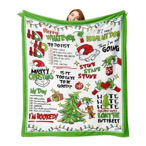 Funny Merry Christmas Green Flannel Throw Blanket, Funny Xmas Tree Birthday Gifts for Kids Men Women, Winter Holiday Soft Blankets for Bedding Sofa Home Decor Gift Idea, All-Season Comfort Perfect Holiday Gift