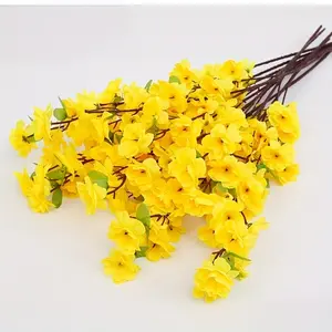 4-PIECE bouquet of bright artificial cherry blossoms, Artificial Flower Set, light, delicate petals and stamens, subtle scent-perfect for weddings and engagements, Spring Garden parties-multi-purpose home decor, no container required