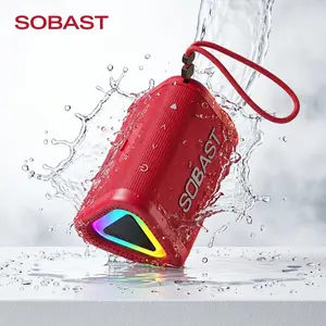 SOBAST Portable Bluetooth Speaker IPX5 Waterproof 360° Surround TWS Pairing Sound RGB Lights Long Battery Life Powerful Bass Perfect for Home & Outdoor Use Supports Calling Audio Hands-Free Calling with Noise Cancelling Mic, Gift Audio gadgets beach