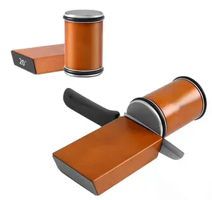 Multi-Function Portable Knife Sharpeners,Wood Rolling Knife Sharpener with Diamond Sharpening Disks for  Kitchen Knives,Metal  Knife Sharpener Kit with15 & 20 Degrees sharp edge stainless steel