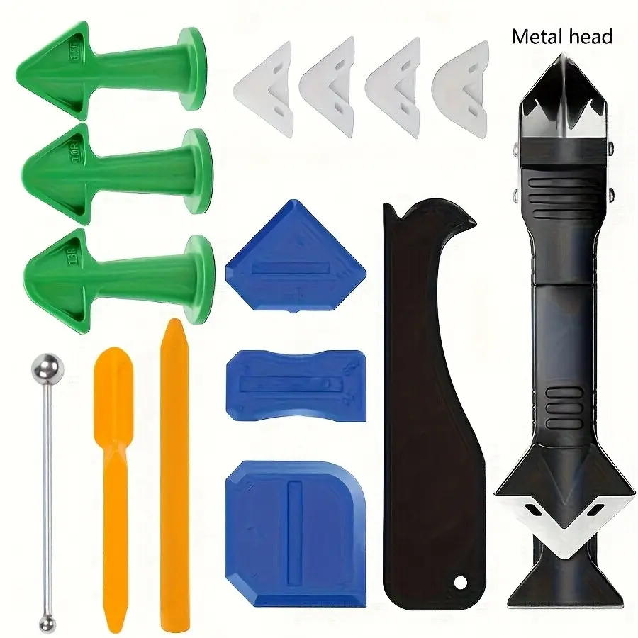 15-Piece Silicone Gap Filler Tool Set, Stainless Steel Head, Plastic Material, No Power Required, Ideal for DIY Home Repair Projects, Tool Kit, Toolkit