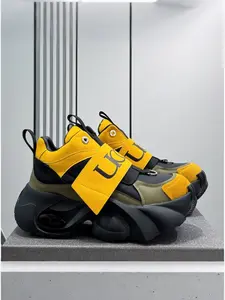 Trendy Thick Sole  Dad Shoes, High-Top Casual Footwear, Bold Colorblock Design, Youthful Fashion Statement