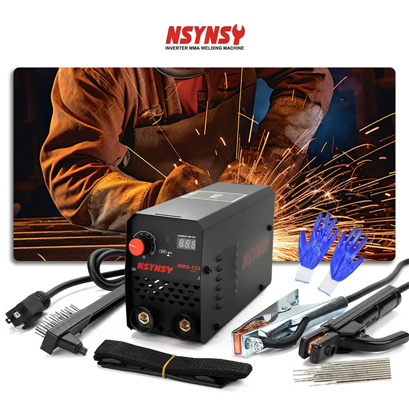 Stick Welder,110V MMA-132 MINI Portable Welding Machin with Digital Display,50/60HZ Hot Start IGBT Inverter Synergic Control Welder with Cooling Fan,1