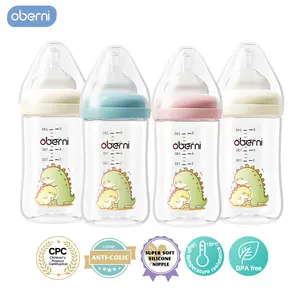 Oberni Breastfeeding Bottle 240ml/8oz PP Wide Neck, Supper Soft Silicone Nipple, BPA&BPS Free, Easy to Latch, for 0+ Month Premature Newborn Boys & Girls