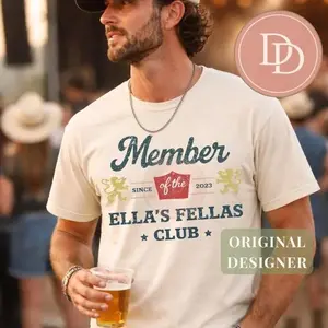 Ellas Fellas Club T-Shirt, Western Country Concert Graphic Shirt, Vintage Rodeo Music Fan Tee, Unisex Oversized Casual Apparel, Gift For Her Him