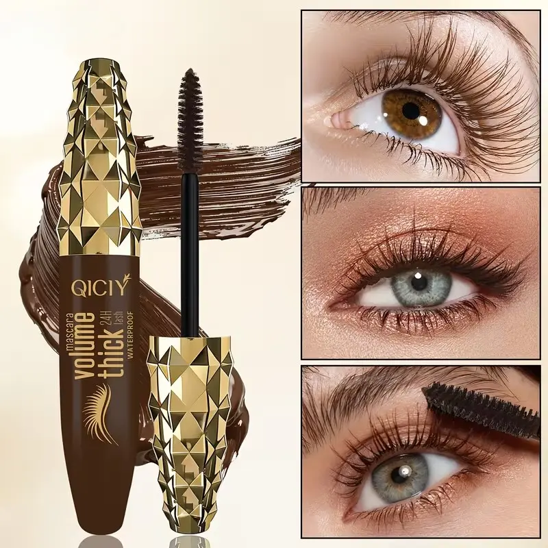 Thick brown mascara - smudge-resistant, Water Proof, lengthens and thickens eyelashes, long-lasting makeup hold for beautiful lashes, very suitable for daily use, dates, parties, and gatherings, Volumizing Mascara, Mascara Volume And Length Waterproof