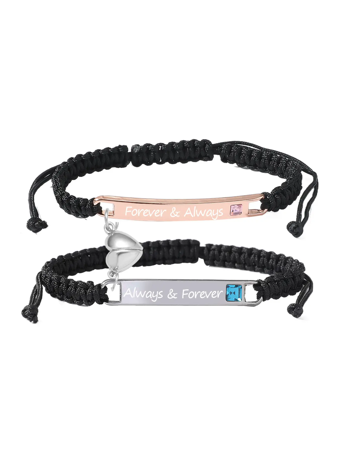 Forever & Always Engraved Bracelet: A romantic gesture for your partner, a heartfelt token for Mom, a symbol of sisterhood for your bestie! Black cord + heart pendant—wear “forever” on your wrist with ultimate ritualistic flair.