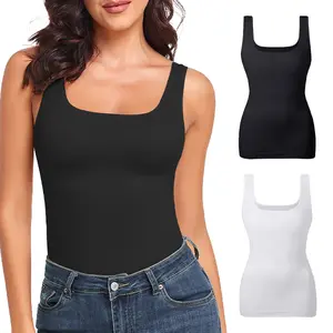 Women's Tummy Control Shapewear Tank Tops - Seamless Square Neck Compression Tops, Slimming Body Shaper, Comfortable Breathable Fabric