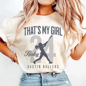 [Custom] Comfort Colors That’s My Girl Softball Shirt, Personalized Sports Mom Dad Gift