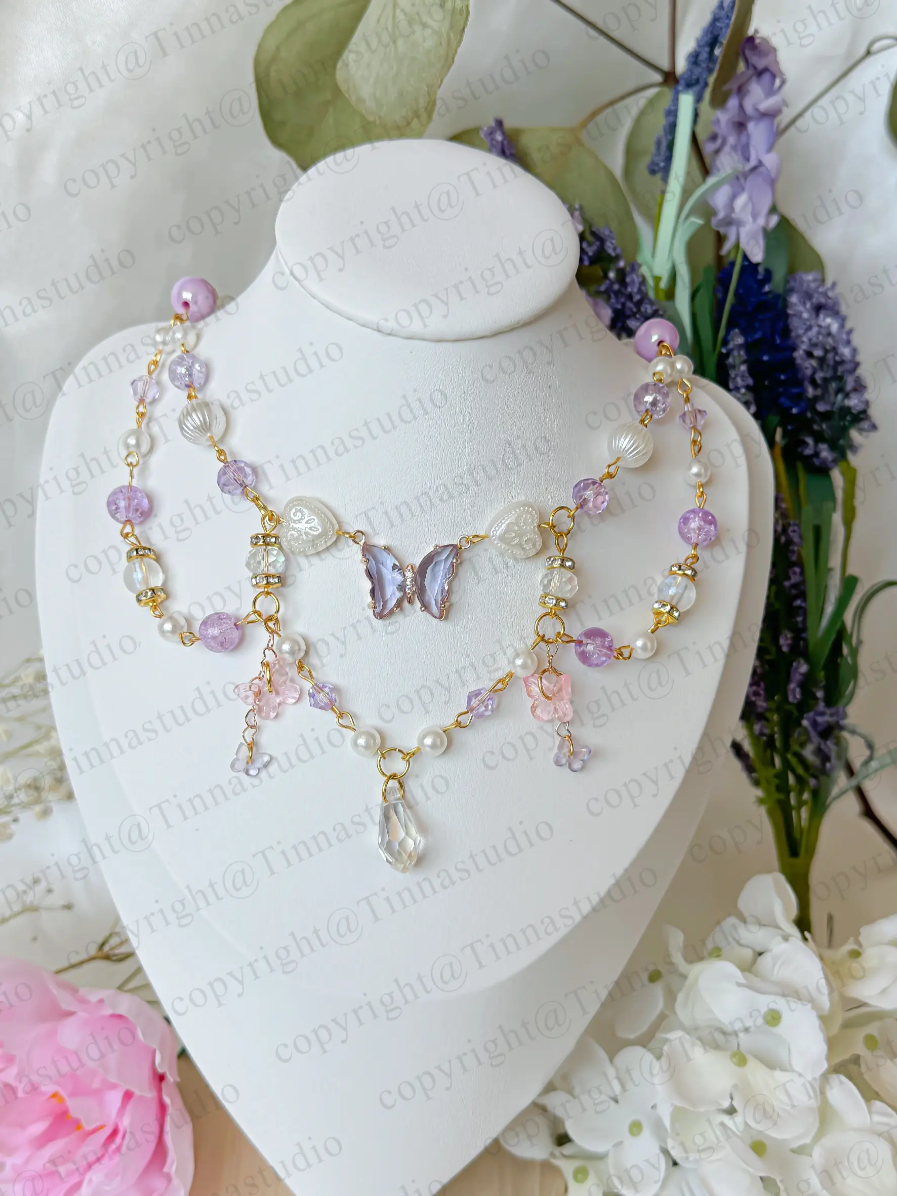 Fairycore Beaded Necklace Handmade Jewelry, Bride Jewelry Wedding Concert Princess Necklace, Cottagecore Balletcore necklace, gift for her