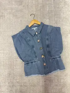Denim and pearl top