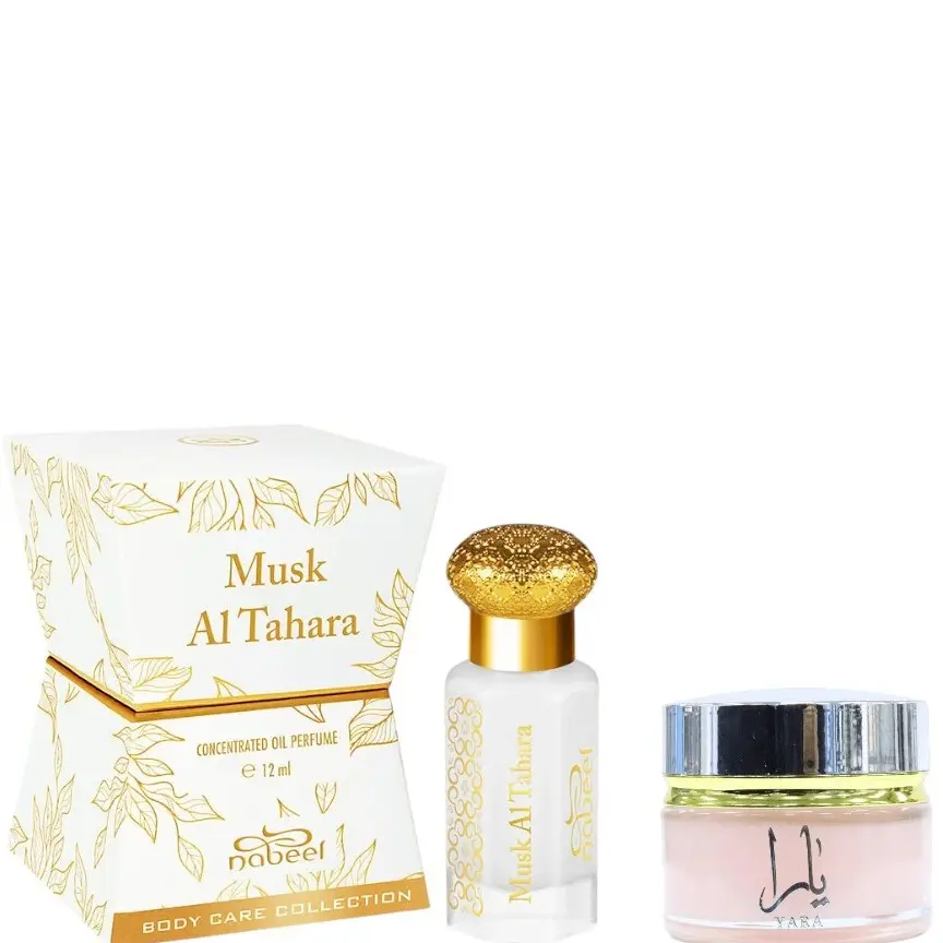Lattafa Musk al Tahara EDP & Yara Cream Multi-Pack, Arabian Musky Oud & Floral Fruity Unisex Fragrance Bundle for Daily Use, 12ml Musk, 0.75oz Cream