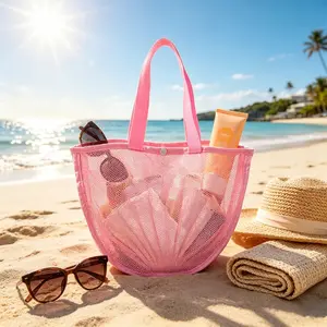 1pc Personalized Seashell Bag Conch Mesh Beach Bag Portable Shell Collection Net Bag Handheld Conch Storage Pouch