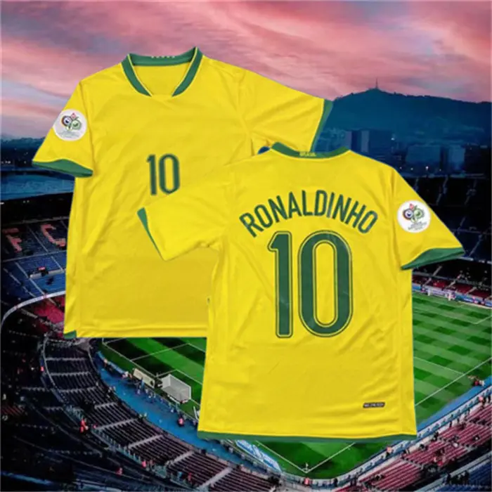 2006 Home Retro Ronaldinho No.10 Short sleeve Soccer jersey