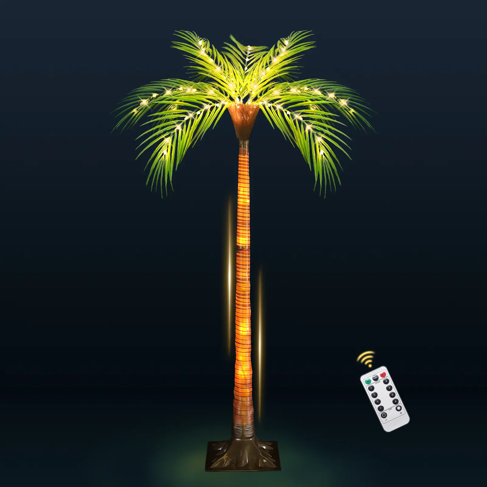 Outdoor Patio Pool Decoration 4.6ft Artificial Brown Palm Tree, Christmas Tree Lights, with 110 LED Bulbs, Suitable for Indoor, Outdoor, Tiki Bar, Outdoor Patio, Porch, Pool, Outdoor Christmas Decorations & Nativity Scene Decor