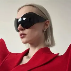 Big Wrap Around Y2K Oversized Shield Rimless Sunglasses for Women and Men - Unisex UV Protection Lens