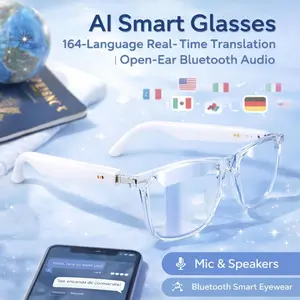 AI Smart Translation Glasses, 164-Language Real-Time Translation, Open-Ear Bluetooth Audio with Built-in Mic & Speakers, Premium Hands-Free Smart Eyewear for Men & Women