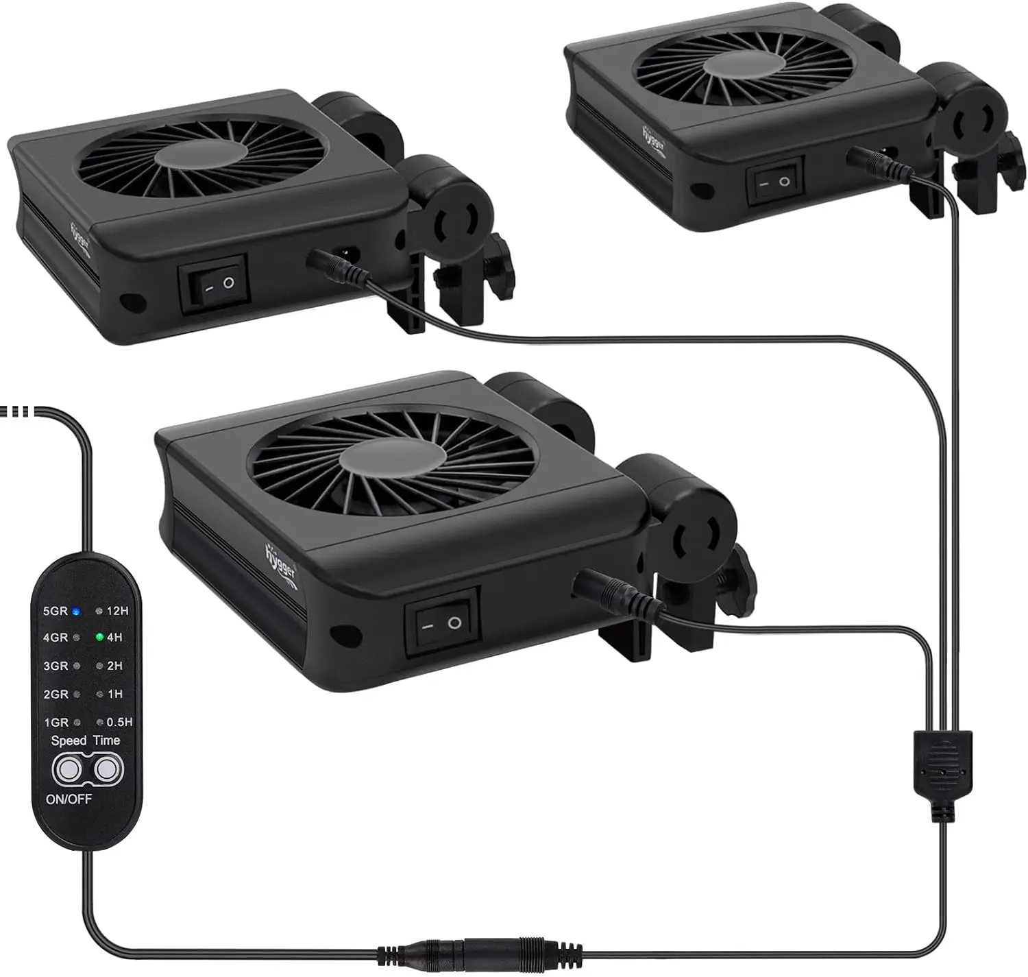 hygger Aquarium Chiller Fan - Quiet Fish Tank Cooling Equipment with Adjustable Speed Controller, Power Adapter, 39.37in Cable, 5 Time Periods Timer, 2 Combined Use Capability for Freshwater Saltwater Tanks