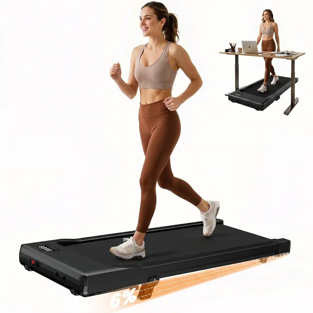 Superun 3-in-1 Portable Under Desk Treadmill, 2.5HP Quiet Mini Treadmill with 6% Incline & Remote Control, 300 lbs Capacity for Home Office Use