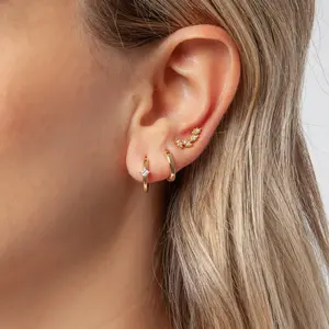 VENOCO Earrings for Women Dainty Gold Earrings,Copper surface 14k gold plating, each box contains three pieces, can be casually matched every day, highlighting the exquisite life