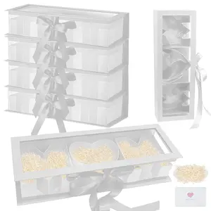 Mom Gift Box 17.52'x5.98'x3.74' for Flower Gift Letter Shaped Empty Box with Transparent lid card ribbon Lafite grass For Mother's Day Elegant Gift Box