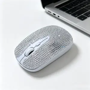 Luxury Fully Jewelled Mouse, Wireless Charging Glitter Computer Mouse for Gaming & Office
