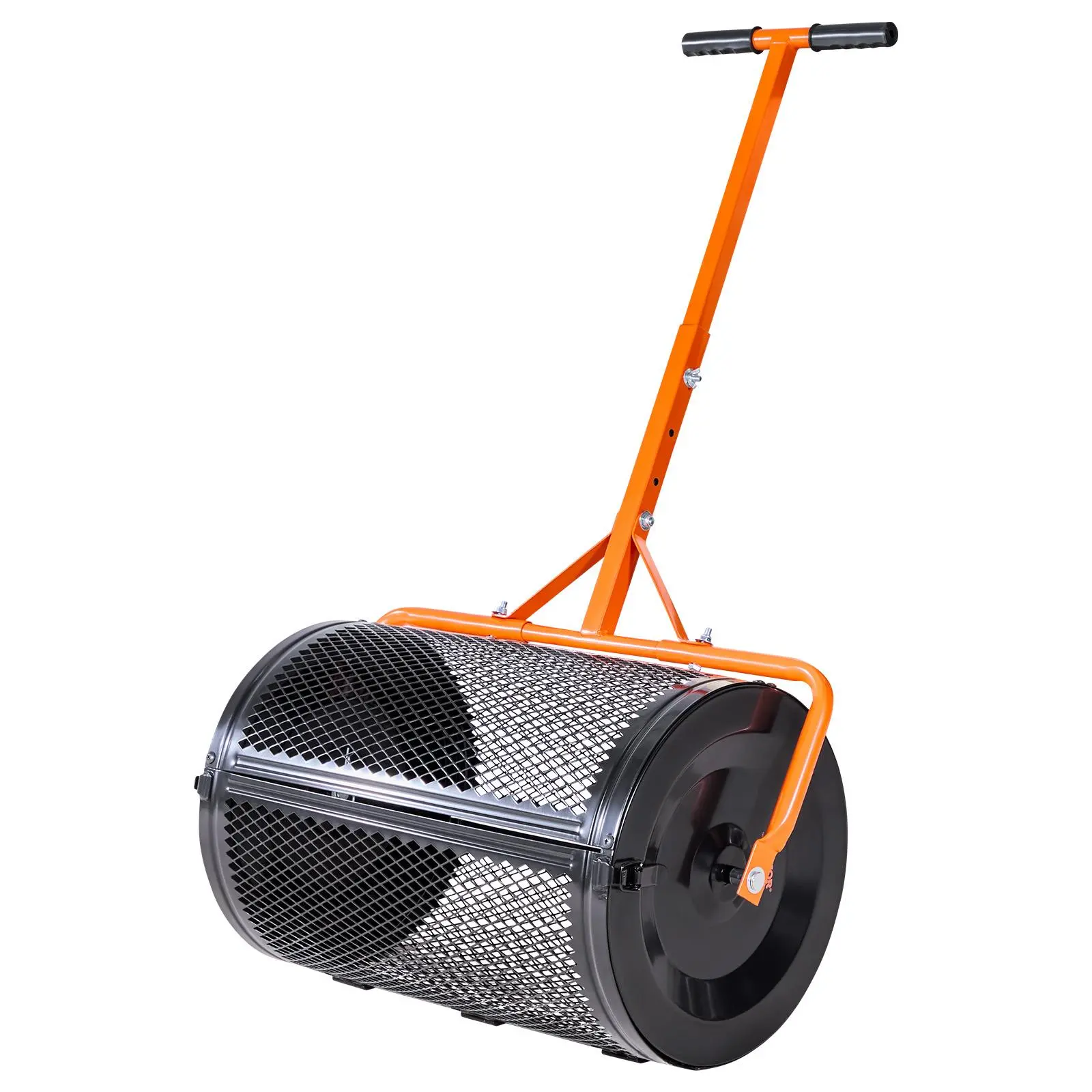 【summerfinds】VEVOR Compost Spreader, 24 in Wide Peat Moss Spreader with T Shaped Handle, 3 Heights Adjustable, Powder-Coated Steel Garden Peat Moss Roller, Heavy Duty Grass Seed Spreaders for Planting Seeding