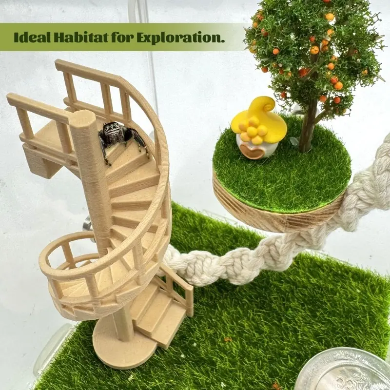 Magnetic Base Rotatable Climbing Ladder for Jumping Spiders, Habitat Decor for Hermit Crabs & Small Arachnids
