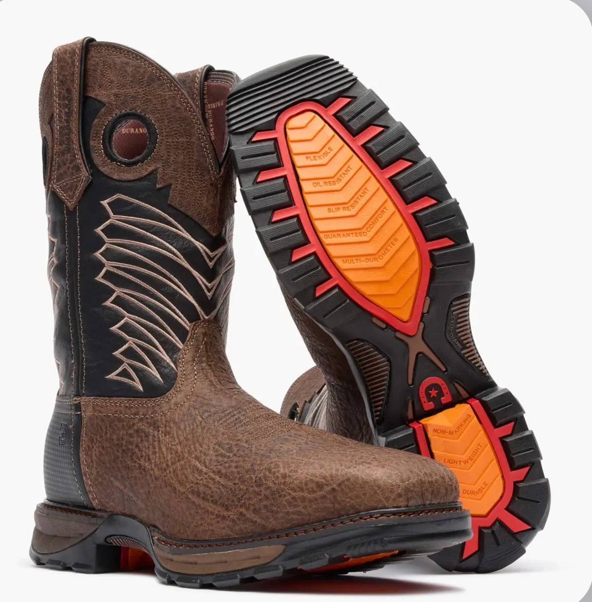 Men's 11-Inch Western Work Boots with Full-Grain Leather Elephant Print, Waterproof Steel Square Toe and Cushioned Slip-Resistant Sole, Shoe, Closed, Soft, Animal Print, Flexible, Footwear, Foam, Faux Leather, 1 ½” Rocker Heel, Work Wear, Safety Boot, Pul