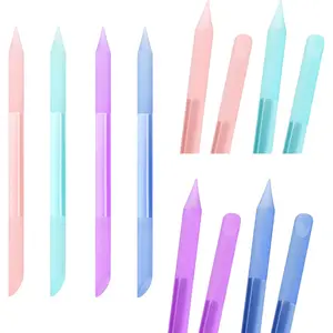 4Pcs Glass Cuticle Pusher,  Dual-Ended Manicure Stick, Crystal Cuticle Pusher Glass File, Professional Precision Filing Cuticle Remover, Manicure Pedicure Tools for Nails and Cuticles Care- Keratin Long Lasting Plastic Salon Set Smooth