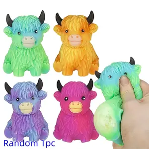 Highland Cow Stress Relief Toy, Stretchable Tpr Squeeze Ball, Soft Slow Rebound, Perfect for Birthdays, Christmas, Halloween, Thanksgiving, Parties
