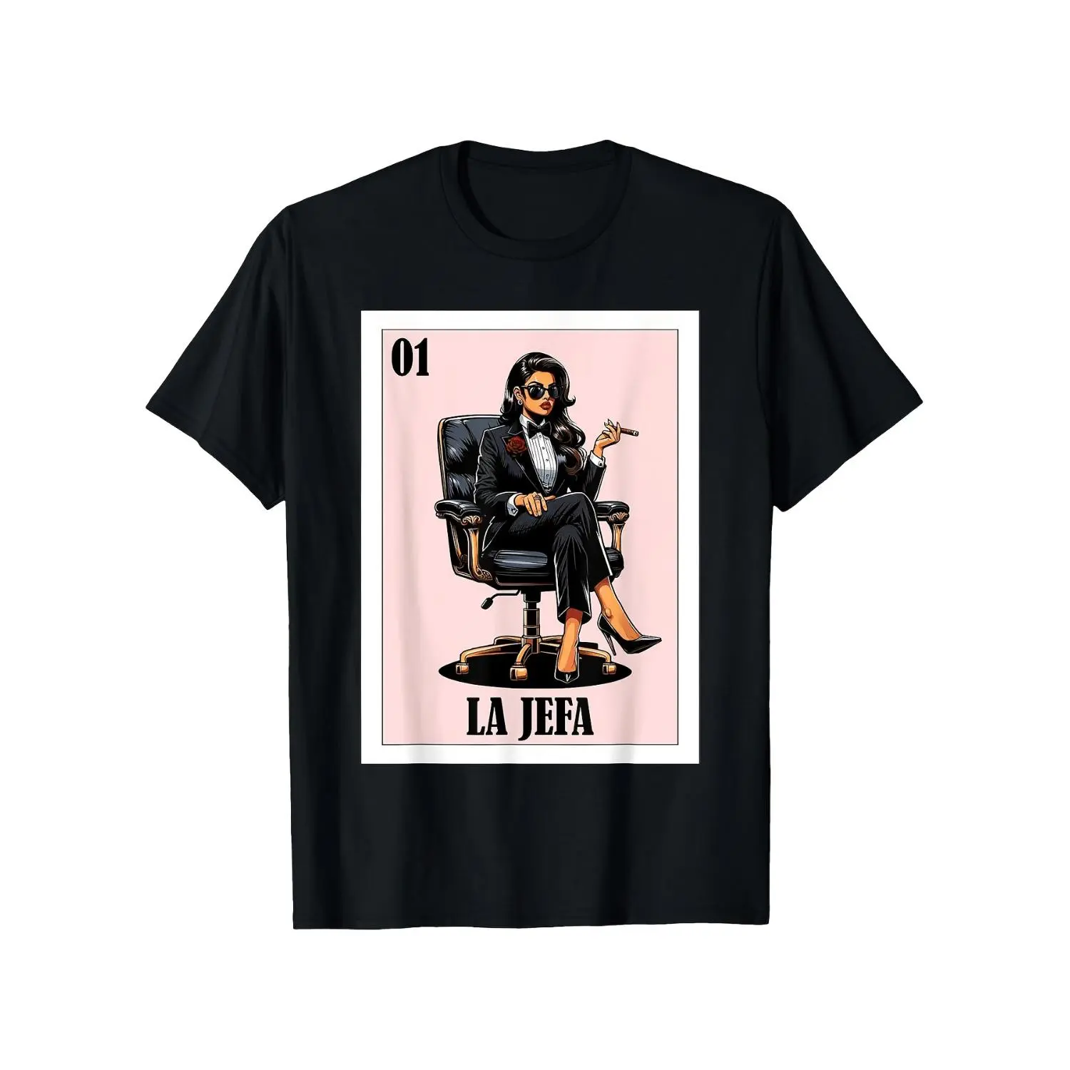 Men's Humorous Mexican-Style Graphic T-Shirt, Soft Cotton Retro Tejana Queen Design, La Jefa Logo & Sombrero Woman Illustration, All-Season Casual Crew Neck Short Sleeve Tee, Ideal for Gym & Outdoor Wear