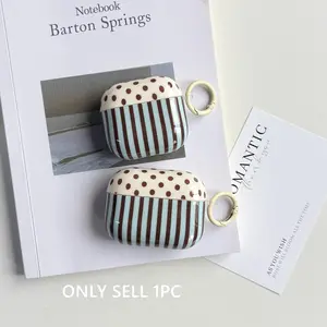 Korean-Style Simple Brown Polka Dot Blue Stripe Pattern Protective Earphone Case Suitable for AirPods Pro3 1 2 Pro2 3 4 Pro