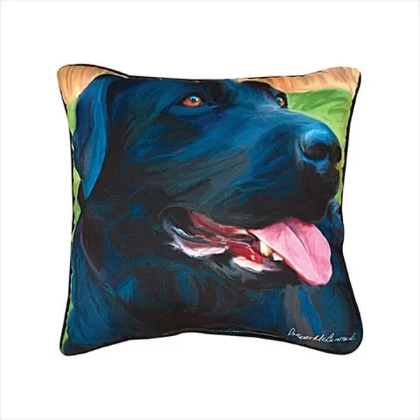 Paws And Whiskers Handsome Black Lab Printed Pillow 18 X 18 in.