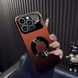 Gradient Glass Magnetic Phone Case for 【iPhone 13 Pro Max】, Luxury Matte Shockproof Cover with Camera Lens Protector 666