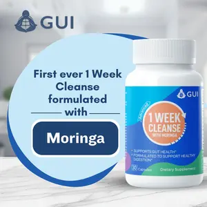 1 Week Cleanse with Moringa | Advanced Gut & Colon Support | with Moringa Oleifera Leaf, Senna Leaf, Cascara Sagrada & Psyllum Husk for Digestive Health & Bloating Relief | 30 Capsules