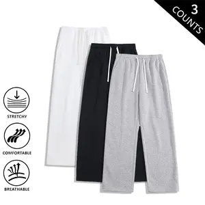 Men’s 3-Pack Knit Jogger Pants – Spring/Autumn Loose Straight-Leg Casual Comfortable Breathable Sports Pants