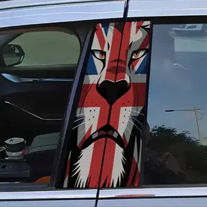 2Pcs British Union Jack Lion Vinyl Car Patch - Simple peel and paste B-pillar protection, durable and age-resistant, perfect for personalizing your vehicle, car protection | Bold visual effects | Peelable stickers, car