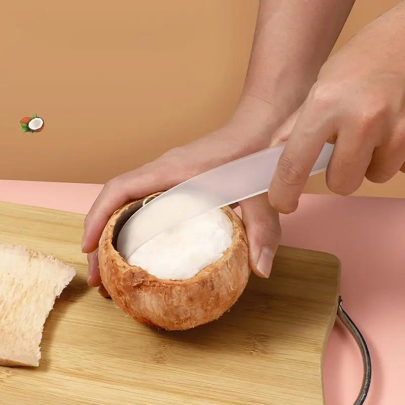 Coconut Shell Opener Kitchen Utensil - Sturdy Reusable Plastic Nutcracker with Soft Blades, Safety Cover, Rustproof Design, Ideal for Kitchen, Camping Use