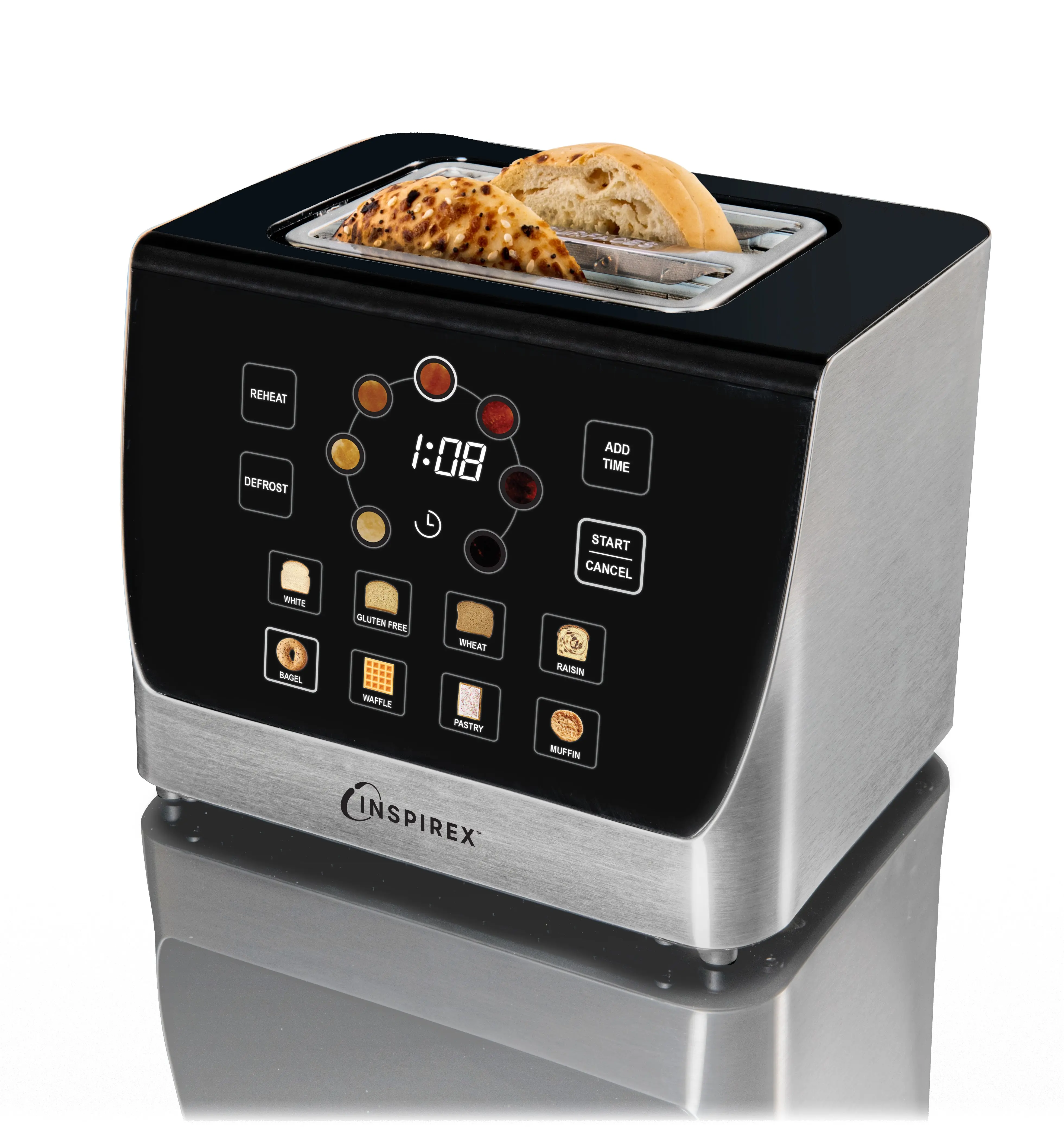 Inspirex Interactive Touchscreen Automatic Breadmaker, Kitchen Appliances with Auto Lowering & Glass Panel Inspirex Interactive Touchscreen Automatic Breadmaker, Kitchen Appliances with Auto Lowering & Glass Panel