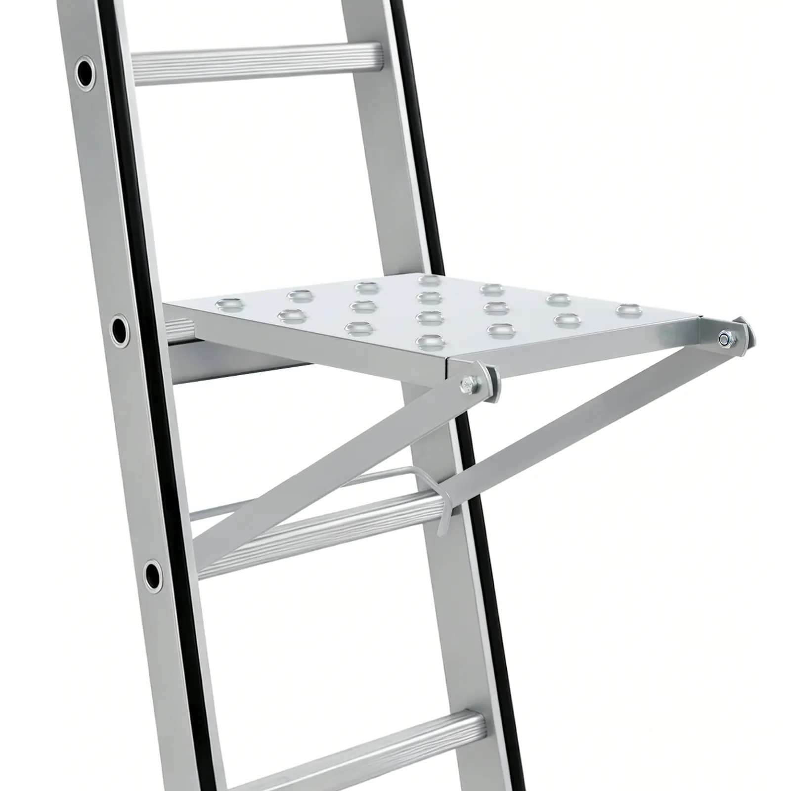 summerwins Heavy Duty Ladder Work Platform Accessory, 330.69 lbs Load Capacity Foldable Iron Multi-Function Stand Shelving & Storage, 5.25 lbs Anti-Slip Convex Holes Tray for Tools, for Home Maintenance, Decorating, Tool Holders, 26.5*35*43.5Cm, Easy To M