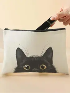 Cartoon Cat Pattern Makeup Bag, Cosmetic Pouch, Multi-functional Storage Bag, Travel Makeup Bag, Makeup Organizer, Suitable for Leisure Travel, Business Trips