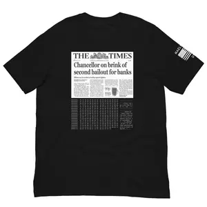 Bitcoin Genesis Block T-Shirt - Satoshi Nakamoto - BTC - USA Made