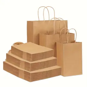 75/90/120/180/210pcs Paper Bags, Paper Bags With Handles Bulk, 3 Different Sizes Gift Bags, 110g Kraft Paper Bags, Shopping Bags, Retail Bags, Favor Bag, Easy To Classify, Convenient For Storage, For Wedding And Party Gift Wrappings