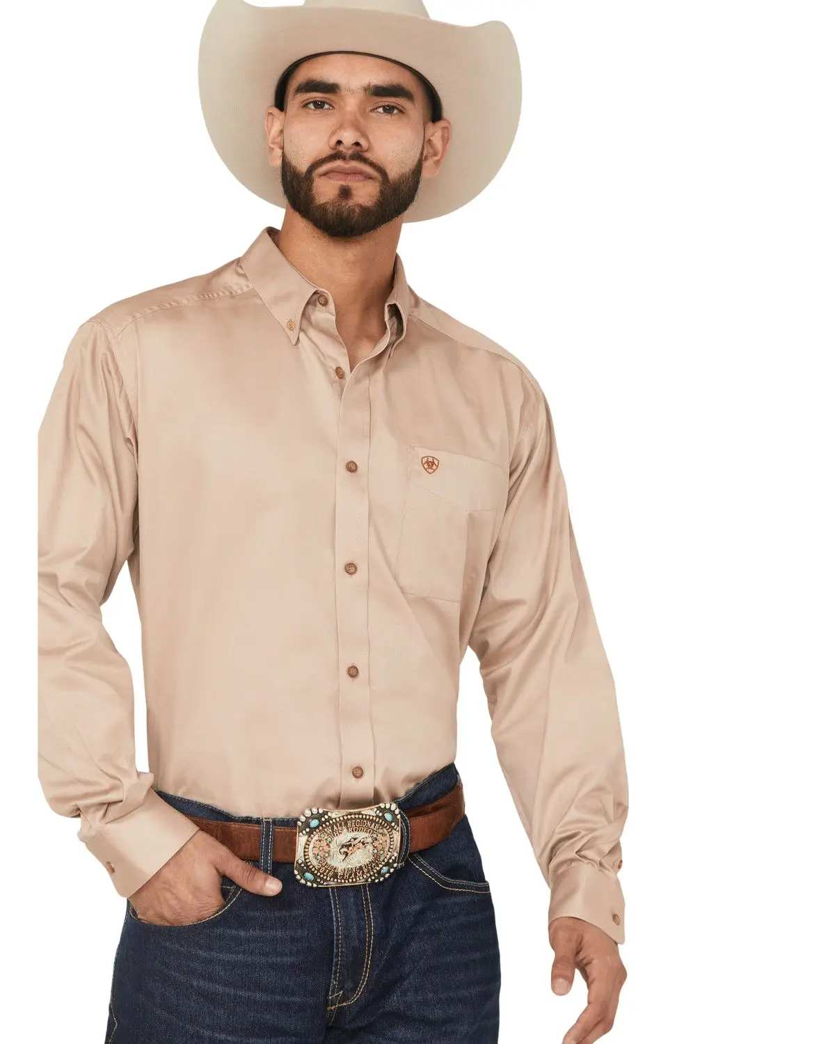 Ariat Men's Men'S Khaki Solid Twill Long Sleeve Western Shirt - 10000505