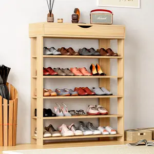 Nicole Selection 5-Tier Shoe Rack with Flip-Top Storage, 12MM Double-Sided Laminated Board, Sturdy Organizer for Entryway/Office, Easy Assembly, L24, For Christmas Gifts Vertical Shoe Rack Shoe Compartment